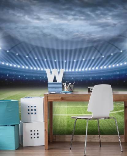 Fotball Stadium om natten Bakgrunn Fotball Stadium om natten Bakgrunn