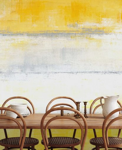 white, yellow and gray abstract painting wallpaper mural called Gray and Yellow Painting for bedrooms and living rooms