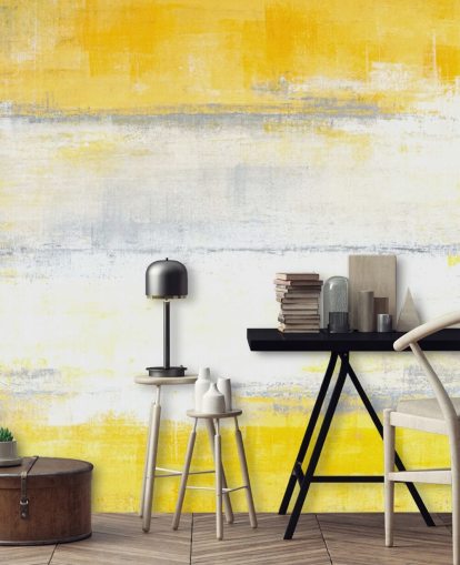 carta da parati murale con pittura astratta bianca, gialla e grigia chiamata Grey and Yellow Painting per camere da letto e salotti carta da parati murale con pittura astratta bianca, gialla e grigia chiamata Grey and Yellow Painting per camere da letto e salotti