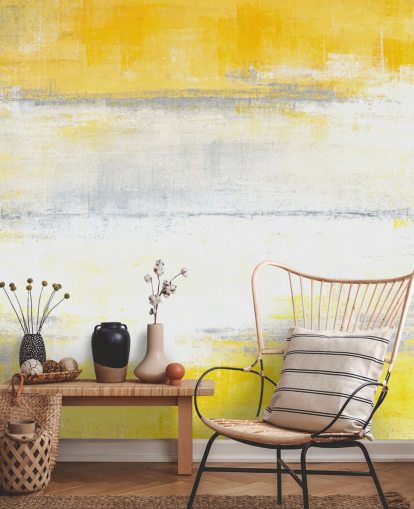 carta da parati murale con pittura astratta bianca, gialla e grigia chiamata Grey and Yellow Painting per camere da letto e salotti carta da parati murale con pittura astratta bianca, gialla e grigia chiamata Grey and Yellow Painting per camere da letto e salotti
