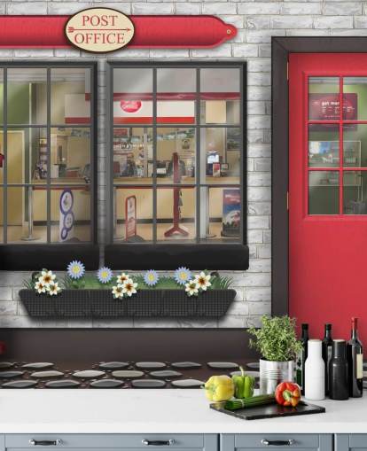 mural de papel pintado de oficina de correos personalizable gris y rojo llamado Oficina de correos para residencias de ancianos mural de papel pintado de oficina de correos personalizable gris y rojo llamado Oficina de correos para residencias de ancianos