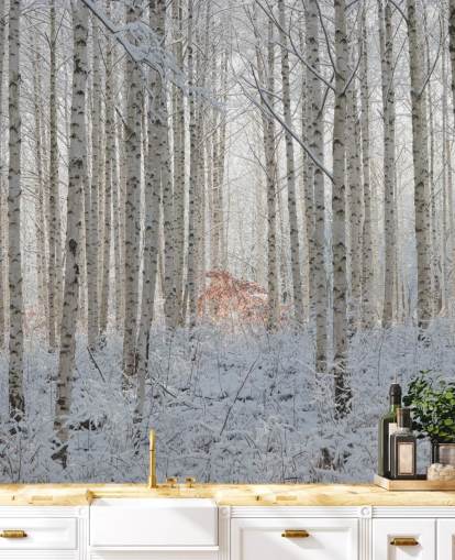 White Nature Behang Muurschildering