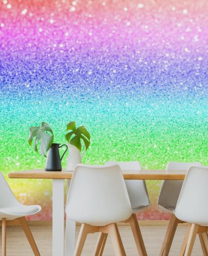 rainbow customisable glitter wallpaper mural called Rainbow and Pastel Glitter for kid's bedrooms and playrooms