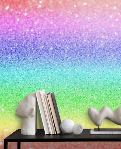 regnbåge anpassningsbar glitter tapetväggmålning kallad Rainbow and Pastel Glitter för barns sovrum och lekrum regnbåge anpassningsbar glitter tapetväggmålning kallad Rainbow and Pastel Glitter för barns sovrum och lekrum