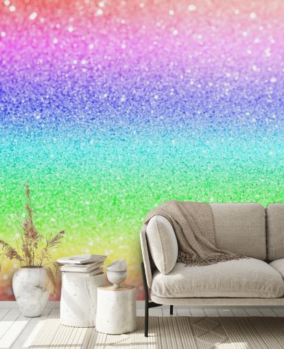 Rainbow and Pastel Glitter Mural