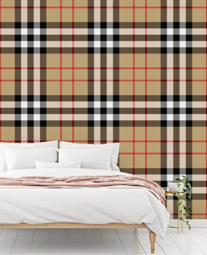 neutral woven tartan wallpaper