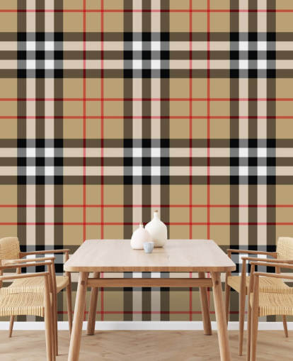 neutral woven tartan wallpaper