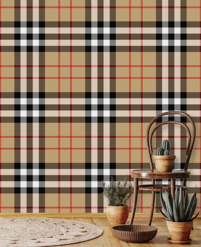 papier peint tartan tissé neutre