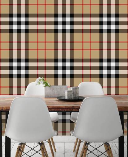 neutral woven tartan wallpaper