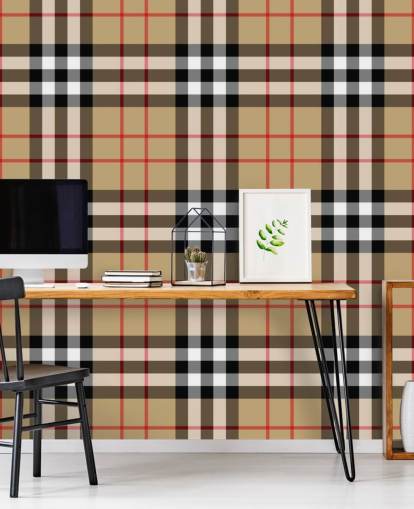 neutral woven tartan wallpaper