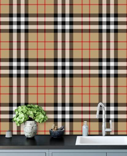 neutral woven tartan wallpaper