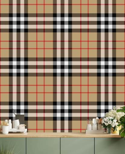 neutral woven tartan wallpaper
