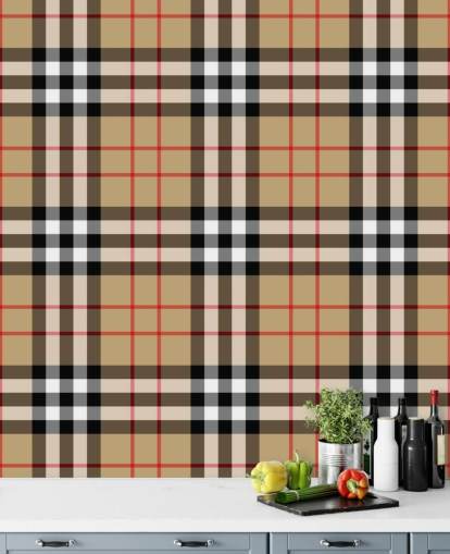 neutral vävd tartan tapet