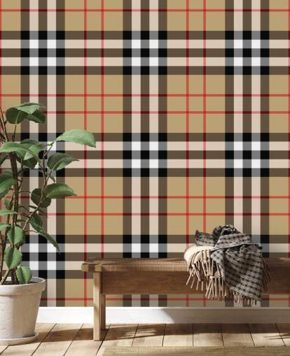 neutral woven tartan wallpaper