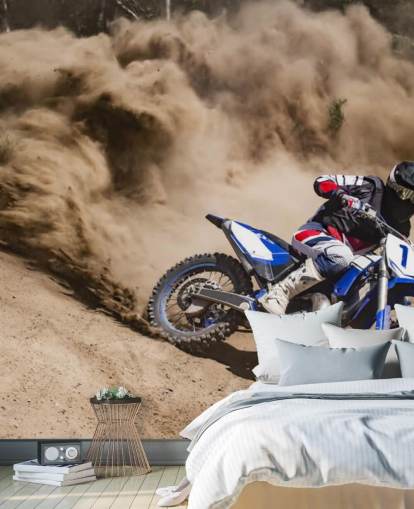 Biker Riding in Dust Wallpaper