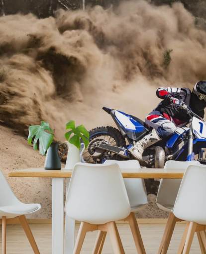 Biker Riding in Dust Wallpaper