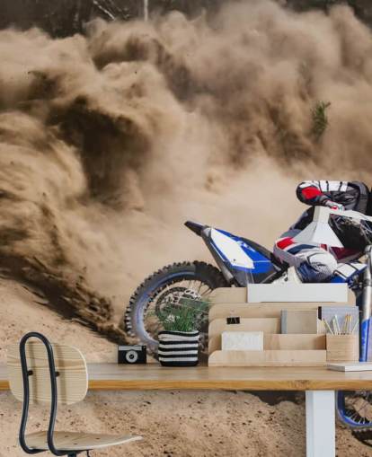 Biker Riding in Dust Wallpaper