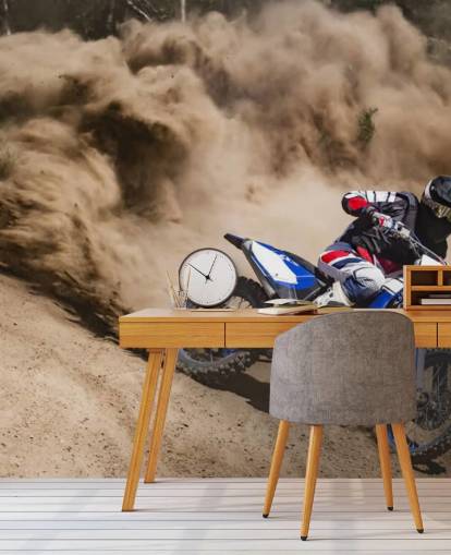 Biker Riding in Dust Wallpaper