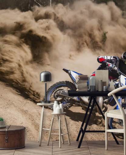 Biker Riding in Dust Wallpaper Biker Riding in Dust Wallpaper