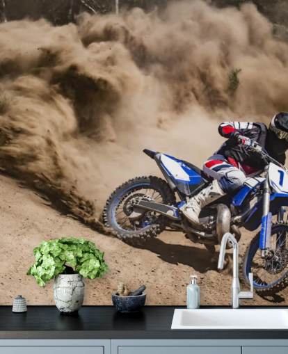 Biker Riding in Dust Wallpaper