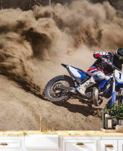 Biker Riding in Dust Wallpaper