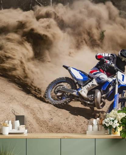 Biker Riding in Dust Wallpaper
