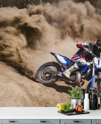 Biker Riding in Dust Wallpaper