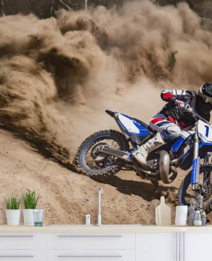 Biker Riding in Dust Wallpaper