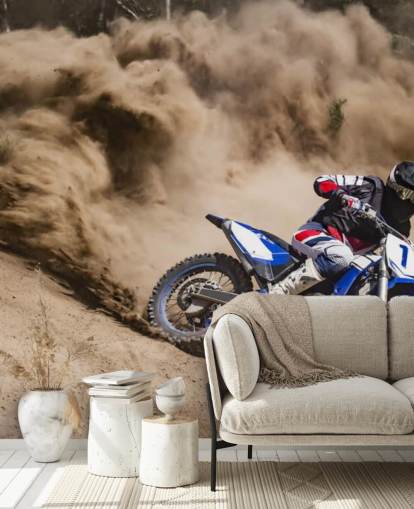 Biker Riding in Dust Wallpaper
