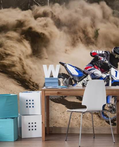 Papier peint Biker Riding in Dust