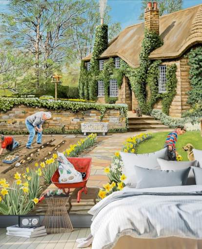 papier peint extérieur chalet et jardiniers papier peint extérieur chalet et jardiniers