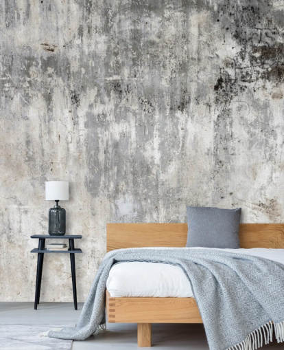 grey and white concrete effect wallpaper mural called Smooth and Old for bedrooms and kitchens