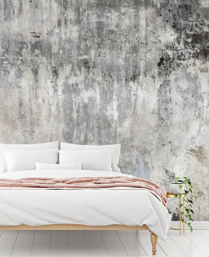 grey and white concrete effect wallpaper mural called Smooth and Old for bedrooms and kitchens