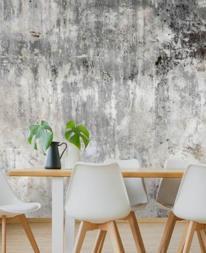 gray and white concrete effect wallpaper mural called Smooth and Old for bedrooms and kitchens