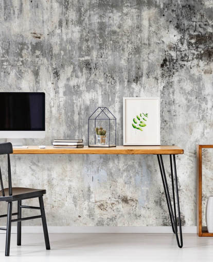 gray and white concrete effect wallpaper mural called Smooth and Old for bedrooms and kitchens