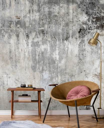 gray and white concrete effect wallpaper mural called Smooth and Old for bedrooms and kitchens