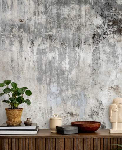 gray and white concrete effect wallpaper mural called Smooth and Old for bedrooms and kitchens