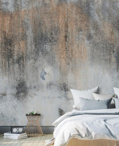 mural de papel pintado de hormigón gris llamado Industrial Art at Wallsauce para cocinas y dormitorios