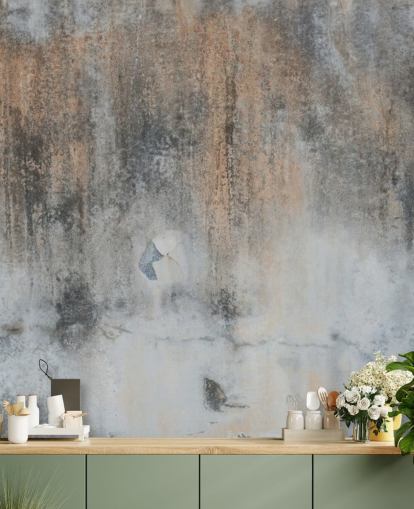 grå betong tapet veggmaleri kalt Industrial Art på Wallsauce for kjøkken og soverom