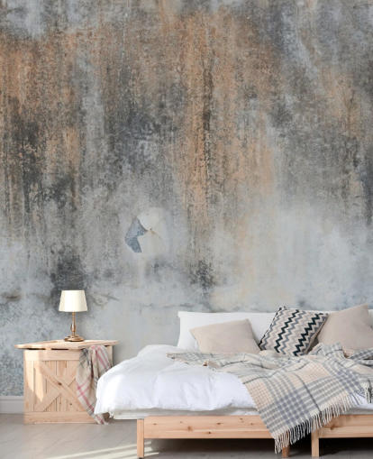 mural de papel pintado de hormigón gris llamado Industrial Art at Wallsauce para cocinas y dormitorios