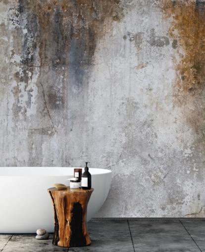 carta da parati murale in cemento personalizzabile grigio e marrone chiamato Aged Concrete per cucine