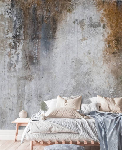 papier peint mural en béton personnalisable gris et marron appelé Aged Concrete pour cuisines