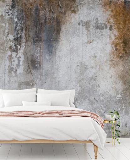 carta da parati murale in cemento personalizzabile grigio e marrone chiamato Aged Concrete per cucine