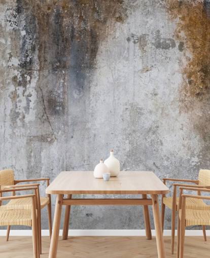 carta da parati murale in cemento personalizzabile grigio e marrone chiamato Aged Concrete per cucine
