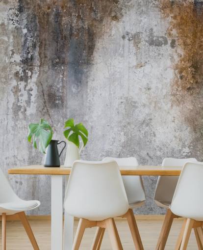 mural de papel de parede de concreto personalizável cinza e marrom chamado Aged Concrete para cozinhas