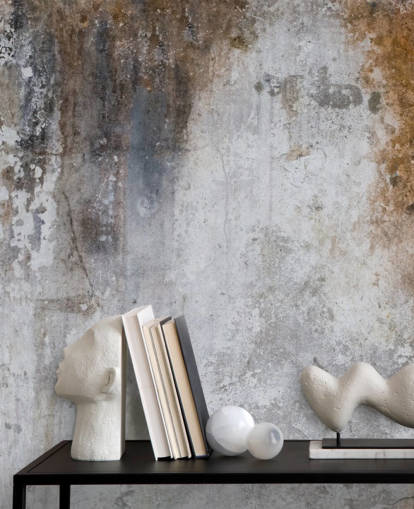 Graue und braune, personalisierbare Betontapete namens Aged Concrete für Küchen