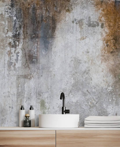 Graue und braune, personalisierbare Betontapete namens Aged Concrete für Küchen