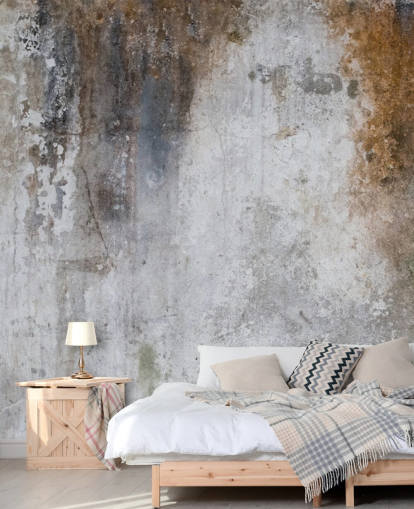 papier peint mural en béton personnalisable gris et marron appelé Aged Concrete pour cuisines