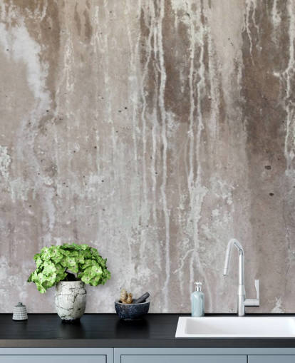 mural de papel pintado de hormigón gris llamado Grey Texture of Concrete de Wallsauce para cocinas y dormitorios