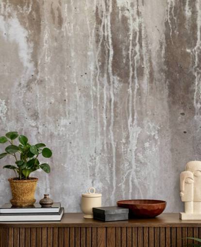 mural de papel pintado de hormigón gris llamado Grey Texture of Concrete de Wallsauce para cocinas y dormitorios